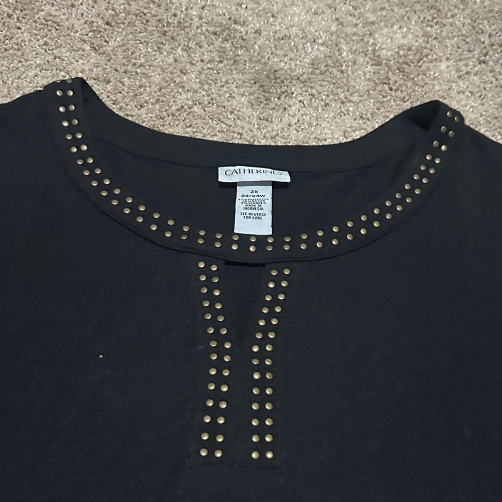 Chico's Black Blouse with Gold Studs - Picture 3 of 5